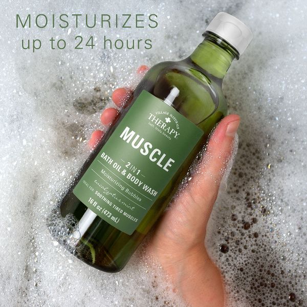Village Naturals Therapy Muscle 2in1 Foaming Bath Oil & Body Wash, Eucalyptus Mint Scent, 16 fl oz