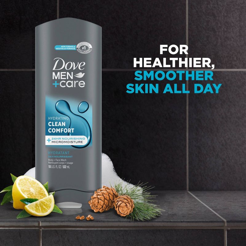 Dove Men+Care Clean Comfort Hydrating Body & Face Wash - Sulfate Free - 18 fl oz