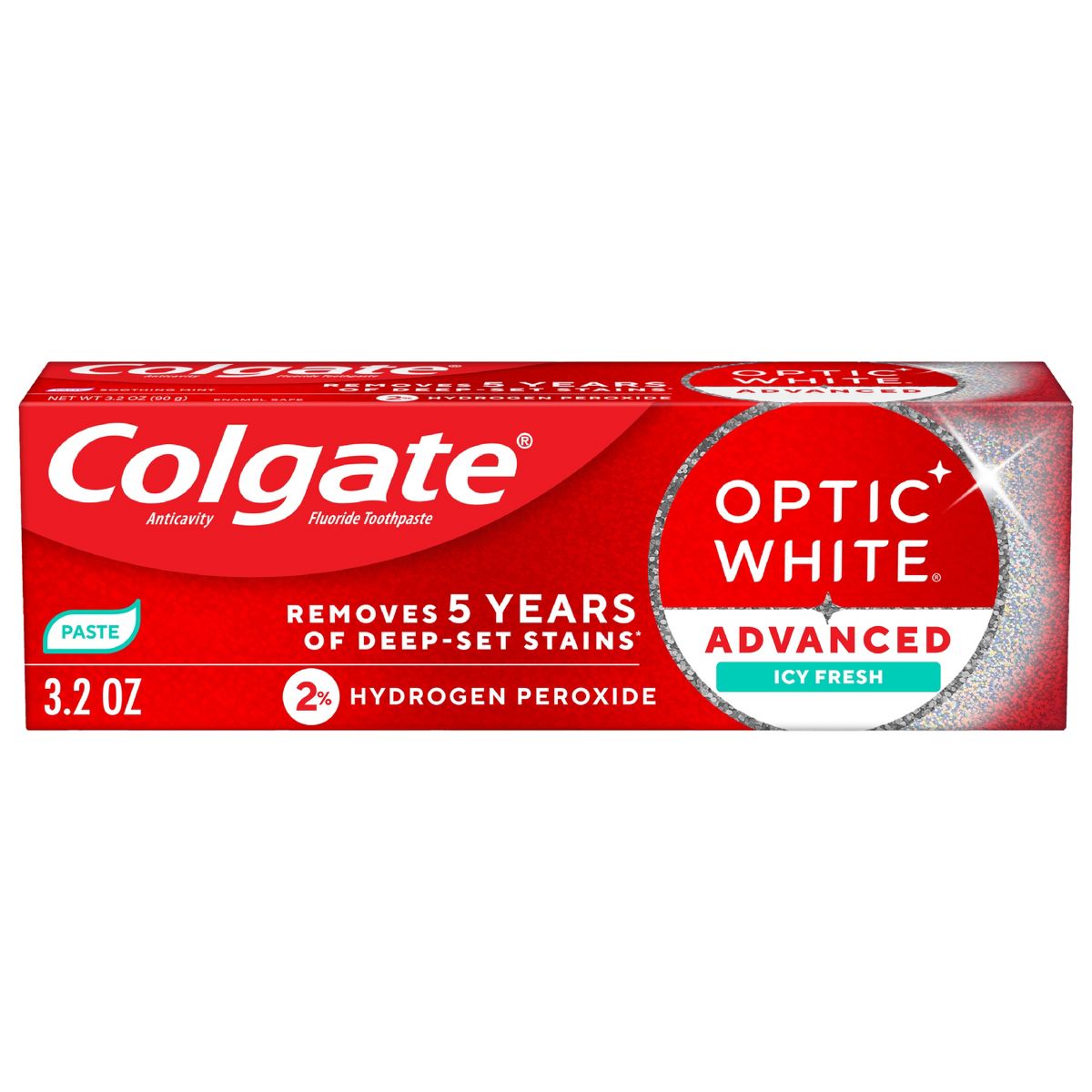 Colgate Optic White Advanced Teeth Whitening Toothpaste with 2% Hydrogen Peroxide - Icy Fresh - 3.2oz
