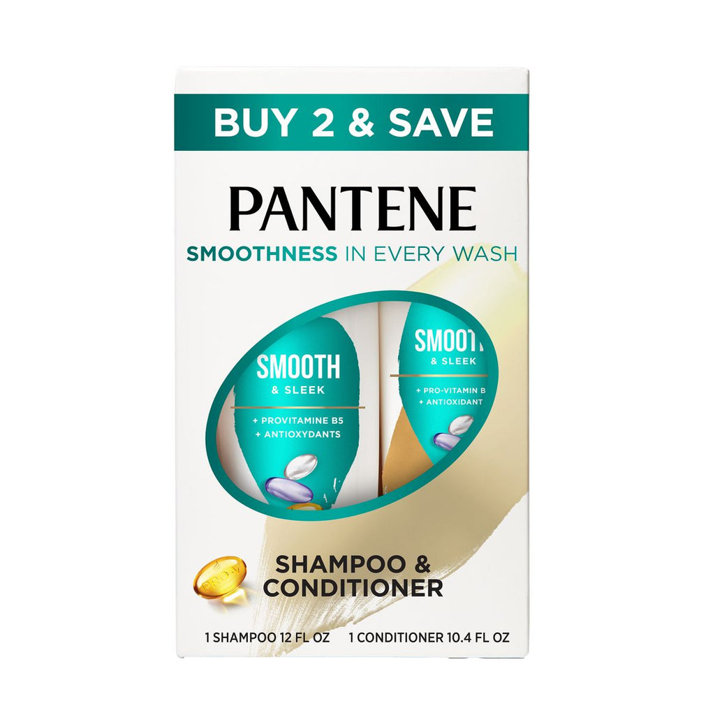 Pantene Pro-V Smooth & Sleek Shampoo and Conditioner Bundle Pack - 22.4 fl oz