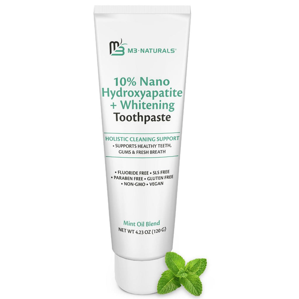 Nano Hydroxyapatite Flouride-Free Whitening Toothpaste + Calcium, Non-GMO, Vegan, Paraben Free, Mint Toothpaste, M3, 4.23 oz