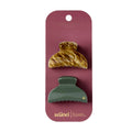 scünci | lüxe No-Slip Grip Mini Classic Claw Clips - Tort & Deep Green - 2pcs