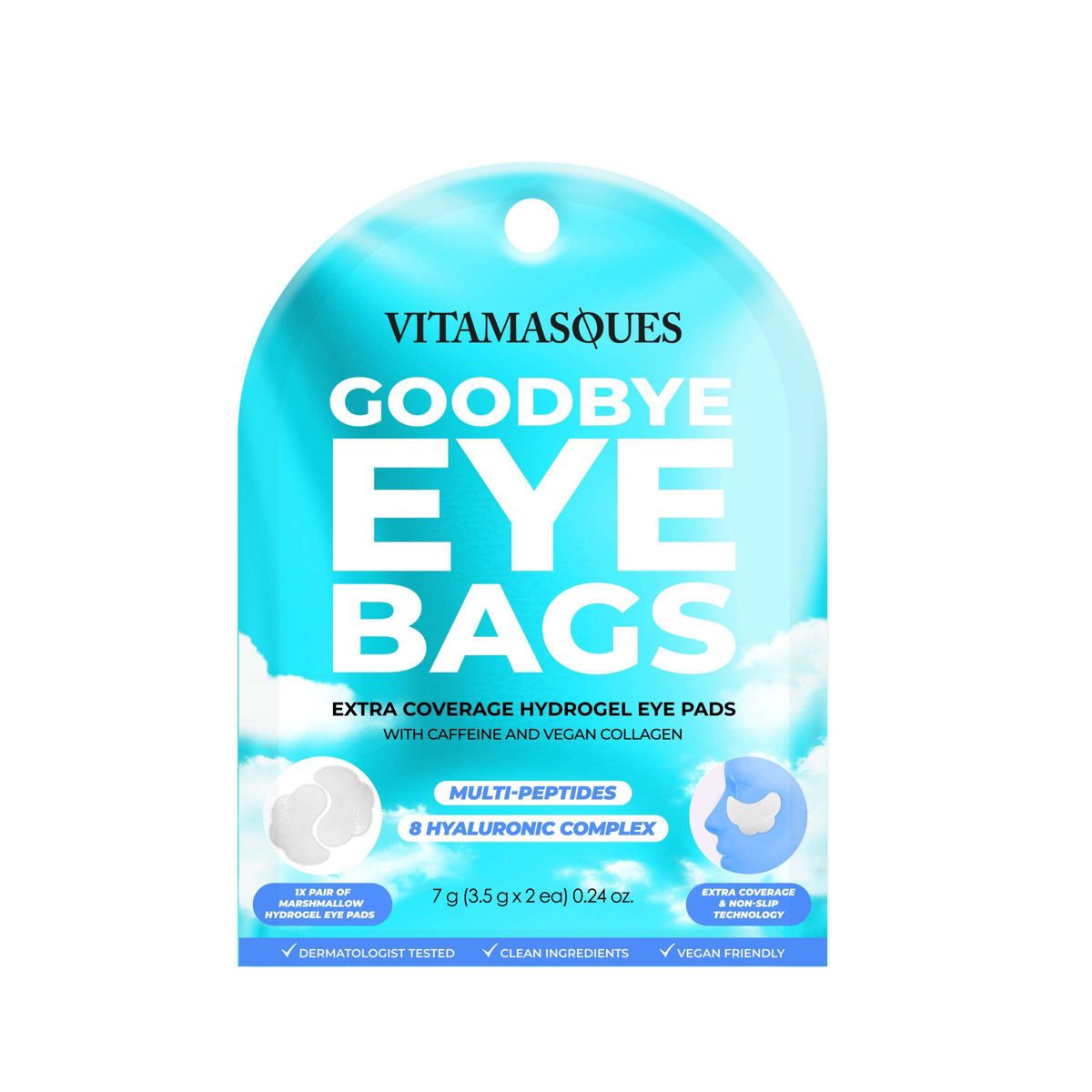 Vitamasques Goodbye Eye Bags Extra Coverage Hydrogel Eye - Marshmallow Mask - 0.24oz