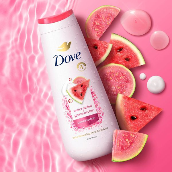 Dove Beauty Body Wash - Watermelon + Guava - Limited Edition 24HR Lotion-Soft Skin - 20 fl oz