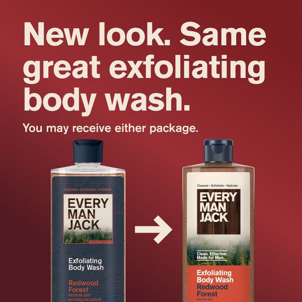 Every Man Jack Naturally Derived Men's Medium Grit with Bark Exfoliating Body Wash - Redwood Forest - 14 fl oz