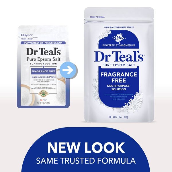Dr Teal's Epsom Salt Magnesium Soak - Fragrance-Free - 4 lbs