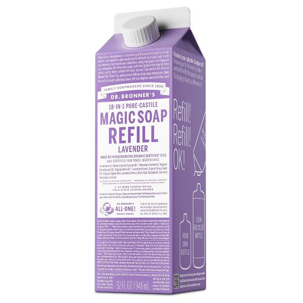 Dr. Bronner's Pure Castile Liquid Soap Bodywash Refill Carton - Lavender - 32 fl oz