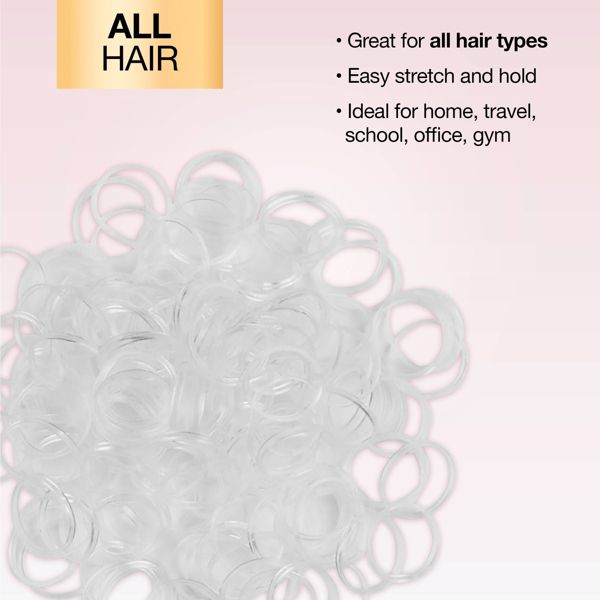 scünci Clear Polybands in Portable Clear Container - All Hair - 200pcs