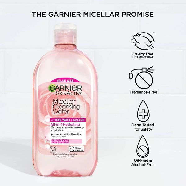Garnier Micellar Water with Rose Water and Glycerin Hydrating Makeup Remover - 13.5 fl oz
