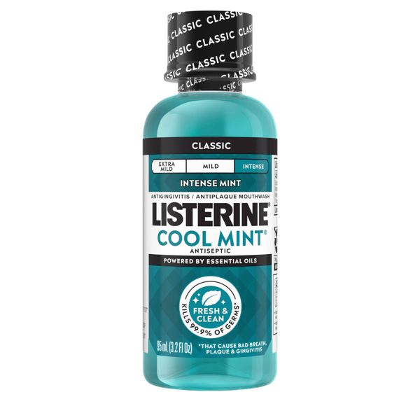 Listerine Antiseptic Intense Mouthwash for Bad Breath - Cool Mint - Travel Size - 3.2oz