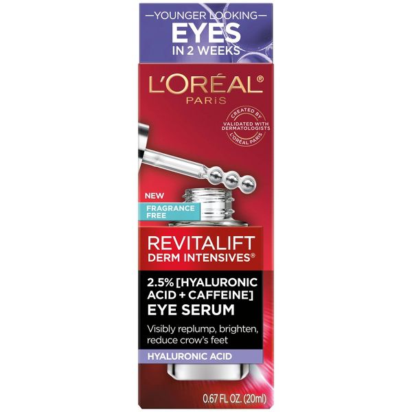 L'Oreal Paris Revitalift Derm Intensives Hyaluronic Acid and Caffeine Eye Serum - 0.67 fl oz