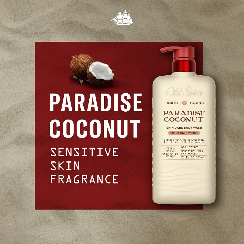 Old Spice Windborn Collection Men's Body Wash for Extra Dry Skin - Paradise Coconut Scent - 20 fl oz