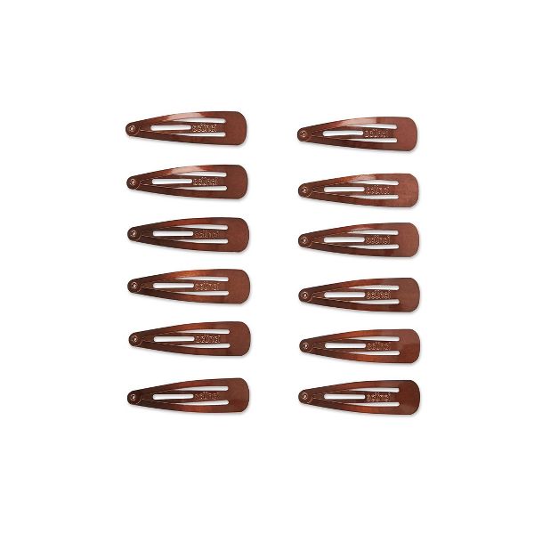 scünci Metal Snap Clips - Brown - All Hair - 12pcs