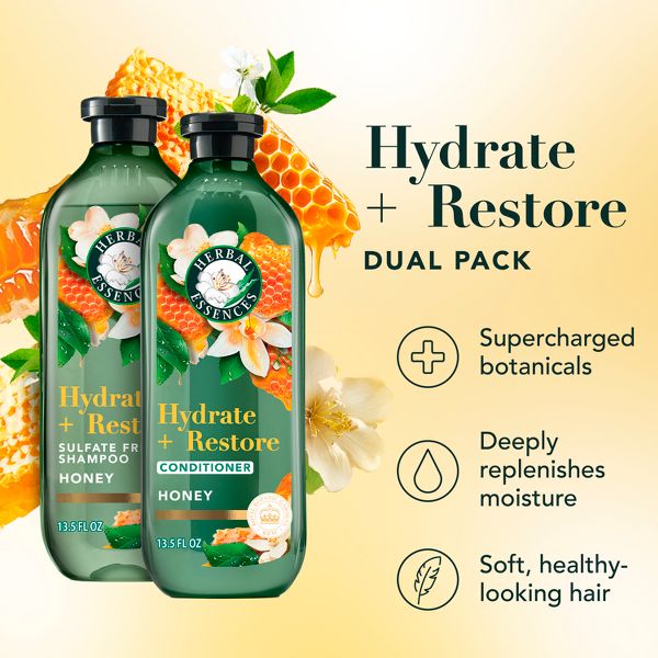 Herbal Essences Honey Daily Moisture Sulfate Free Shampoo and Conditioner - Dual Pack, 13.5 fl oz Each