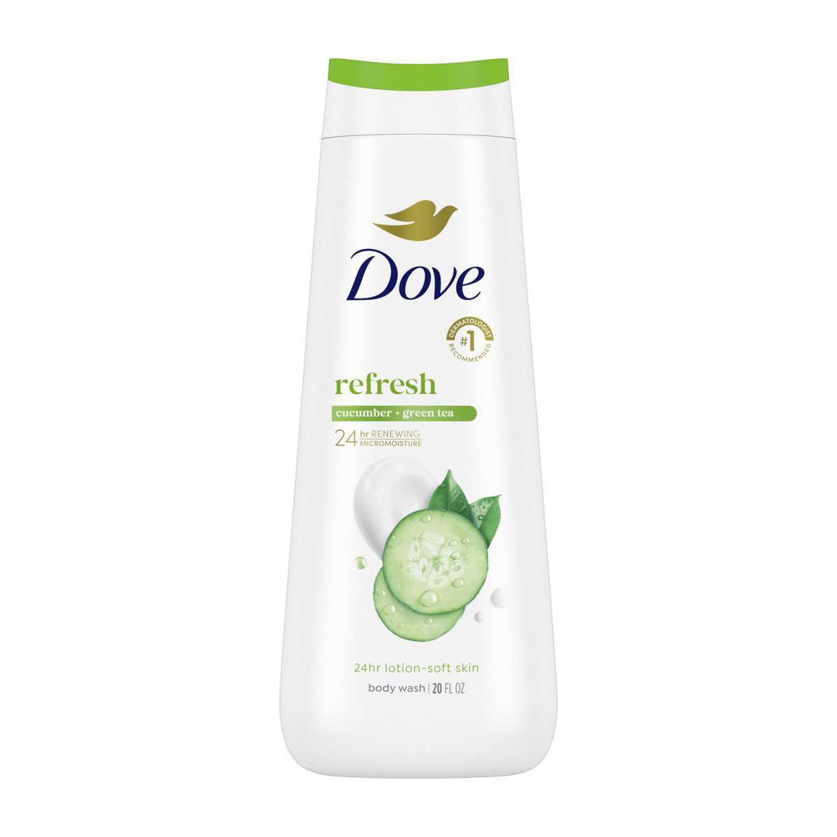 Dove Refresh Body Wash Cucumber & Green Tea 24hr Lotion-Soft Skin - 20 fl oz