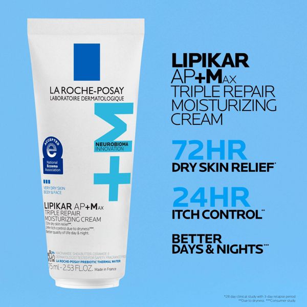 La Roche Posay Lipikar AP+M Triple Repair Body Moisturizing Cream Body and Face Moisturizer for Dry Skin with Shea Butter and Glycerin - 13.5 fl oz
