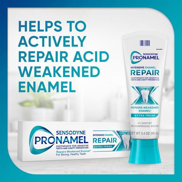 Sensodyne Pronamel Intensive Enamel Repair Fluoride Tarter Control Toothpaste for Sensitive Teeth & Cavity Protection - Extra Fresh - 3.4 oz/2pk