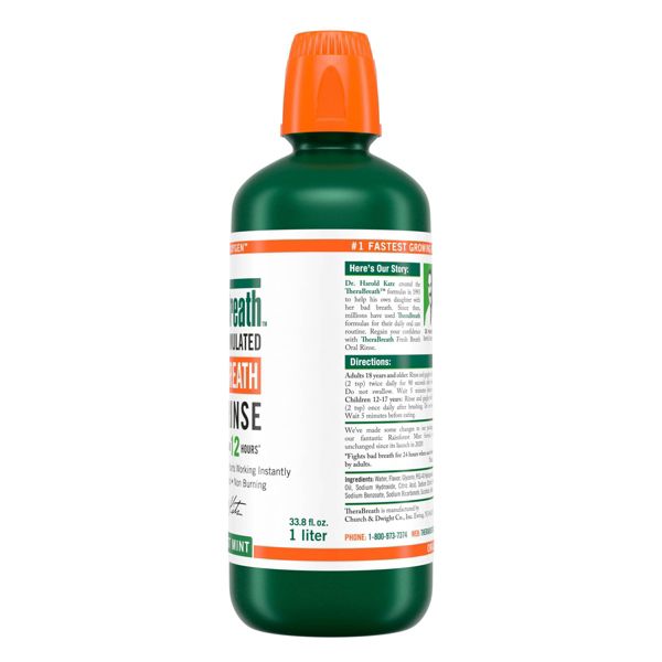 TheraBreath Fresh Breath Mouthwash Alcohol-Free - Rainforest Mint - 16 fl oz