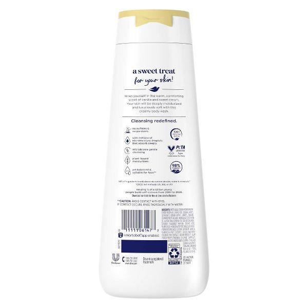 Dove Beauty Indulge 24-Hour Lotion-Soft Skin Body Wash - Warm Vanilla Sweet Cream - 20 fl oz