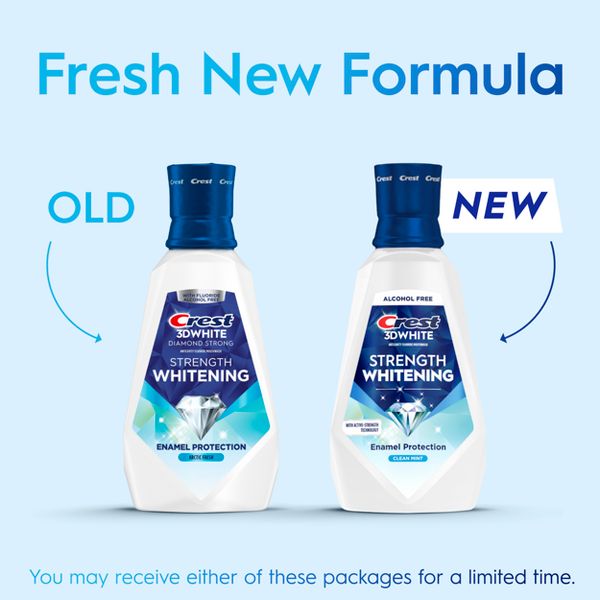 Crest 3D White Strength Whitening Mouthwash - Alcohol Free - Contains Fluoride - Arctic Fresh - 946ml