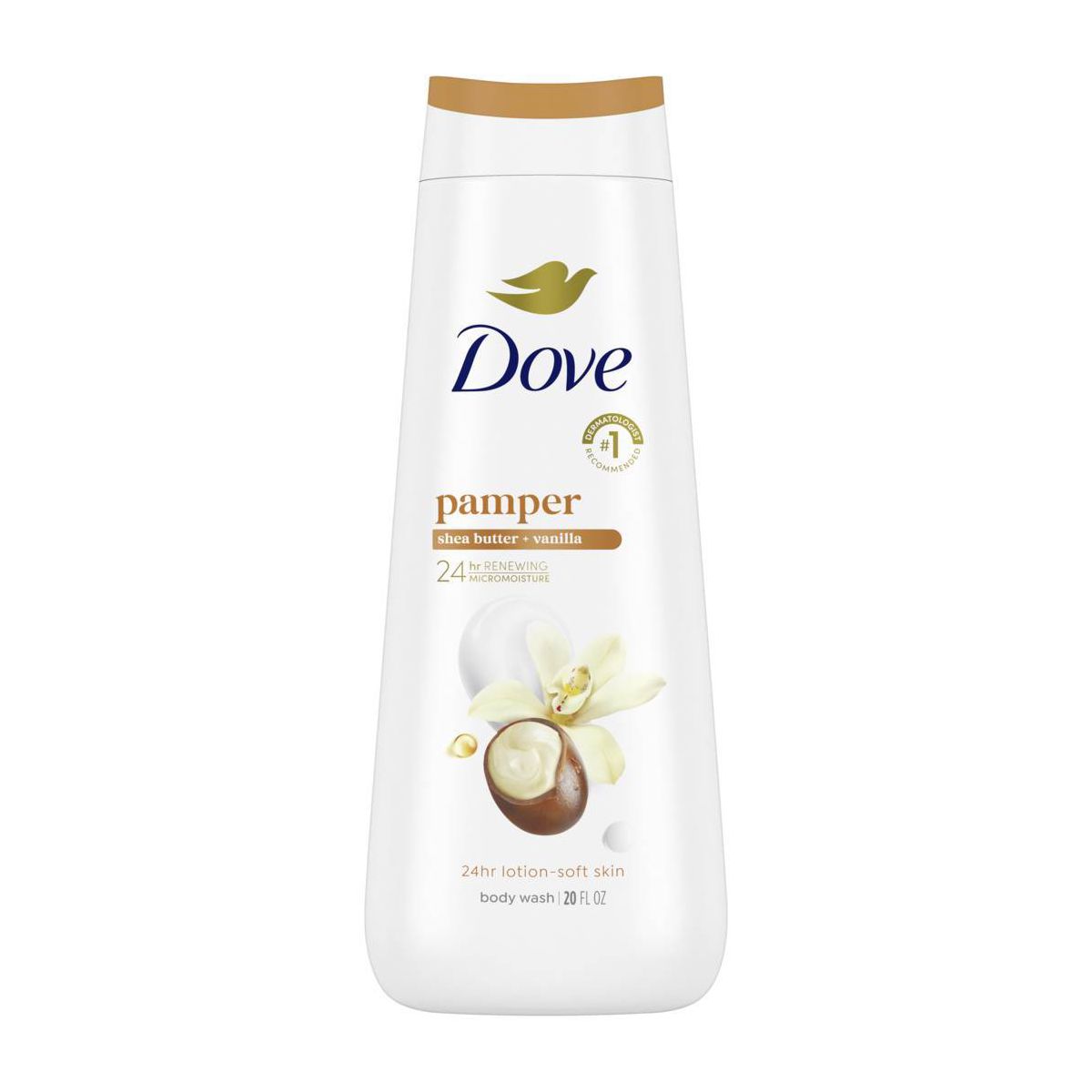 Dove Pamper Body Wash - Shea Butter & Vanilla 24hr Lotion-Soft Skin - 20 fl oz