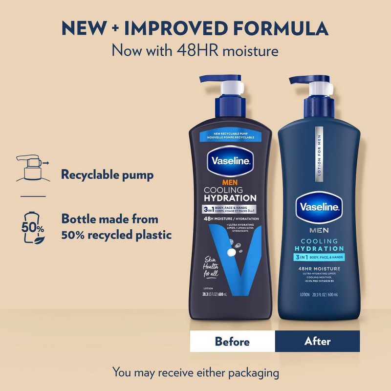 Vaseline Men's Cooling Hydration Body Lotion - Unscented - 20.3 fl oz