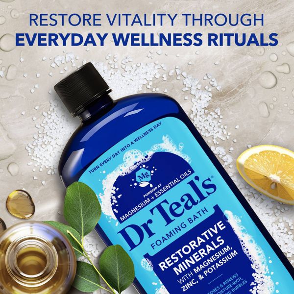 Dr Teal's Foaming Bath with Pure Epsom Salt, Restorative Minerals with Magnesium, Potassium & Zinc - 34 fl oz