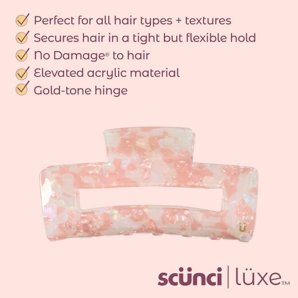 scünci | lüxe Acrylic Open Cut Rectangle Claw Clip - Pink