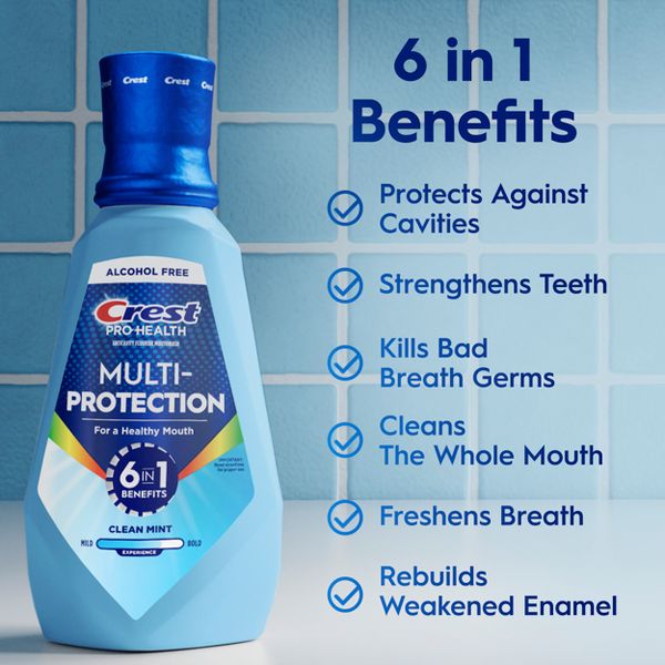 Crest Pro-Health Advanced Multi-Protection Alcohol Free Mouth Wash - Fresh Mint - 1L/2pk