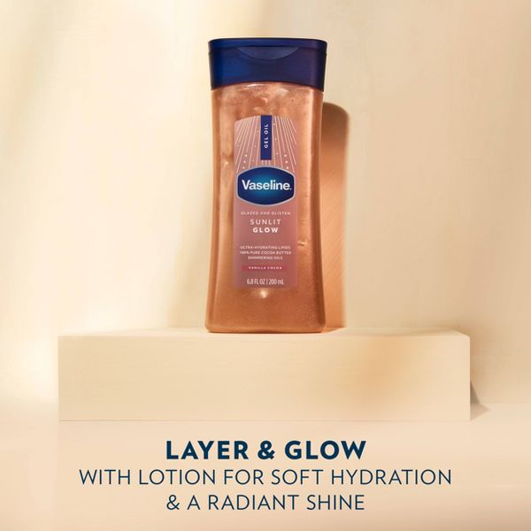 Vaseline Glazed & Glisten Vanilla Cocoa Shimmering Gel Body Oil - Sunlit Glow - 6.8 fl oz