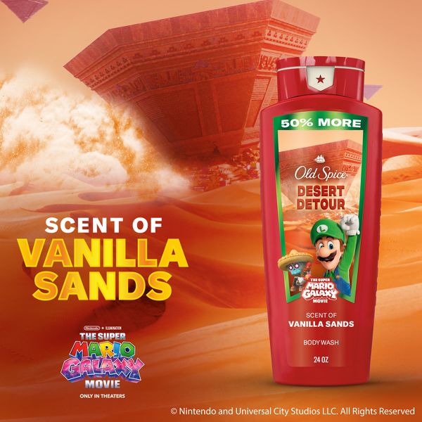 Old Spice x The Super Mario Galaxy Men's 24/7 Shower Fresh Desert Detour Body Wash - Scent of Vanilla Sands - 24 fl oz