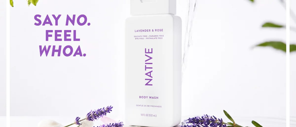 Native Body Wash for Women & Men - Lavender & Rose - Sulfate Free - 18 fl oz