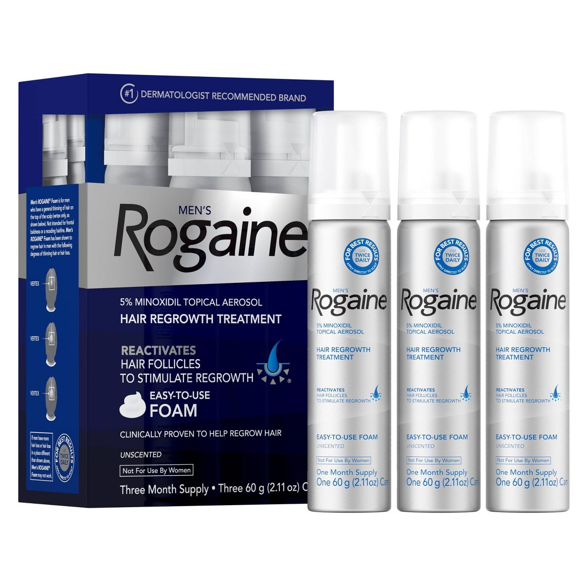Rogaine Mens' 5% Minoxidil Foam for Hair Regrowth - 6.33oz