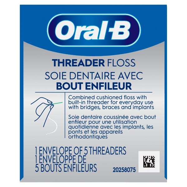 Oral-B Threader Dental Floss for Bridges, Braces and Implants - 30 Threaders