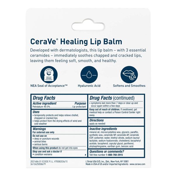 CeraVe Healing Lip Repair Balm, Soothes & Smooths Lips, Protective Moisture Treatment for Dry and Chapped Lips,Daily Lip Barrier Care- 0.35 fl oz