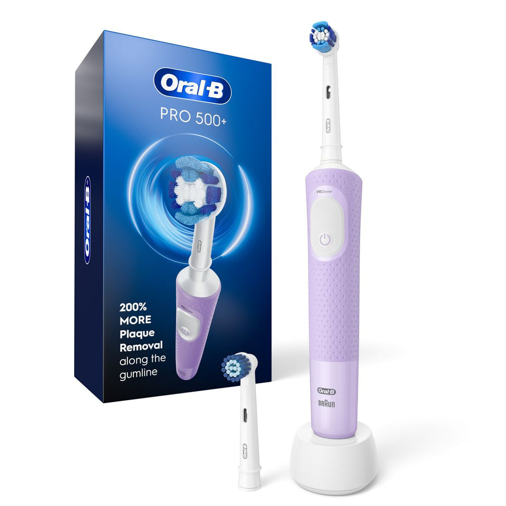 Oral-B Pro 500+ Electric Toothbrush with Brush Timer and 2 Brush Heads - Lavender