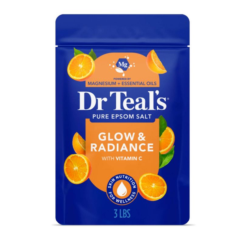 Dr Teal's Epsom Salt Magnesium Soak - Glow & Radiance with Vitamin C & Citrus Essential Oils - 3 lbs