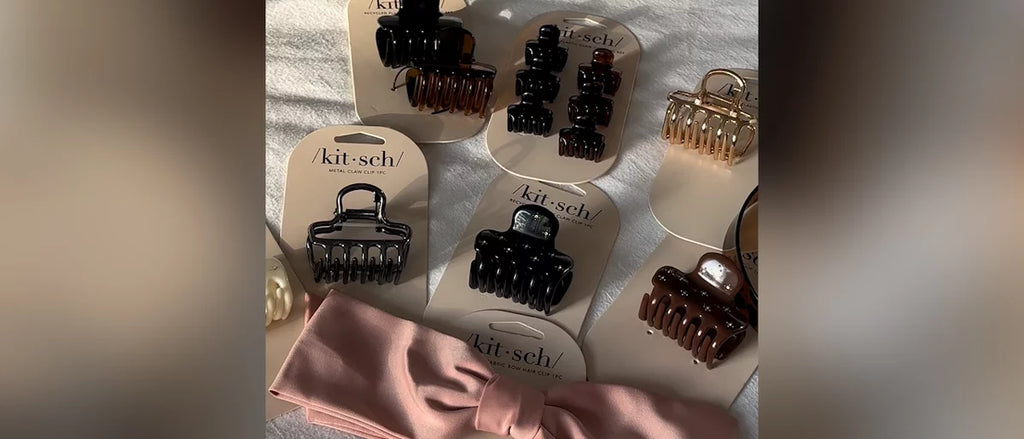 Kitsch Recycled Plastic Medium Puffy Claw Clips - 2pc - Black/Tortoise