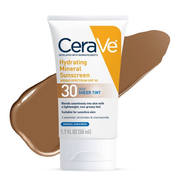 CeraVe Hydrating Mineral Tinted Face Sunscreen Lotion - SPF 30 - Deep - 1.7 fl oz