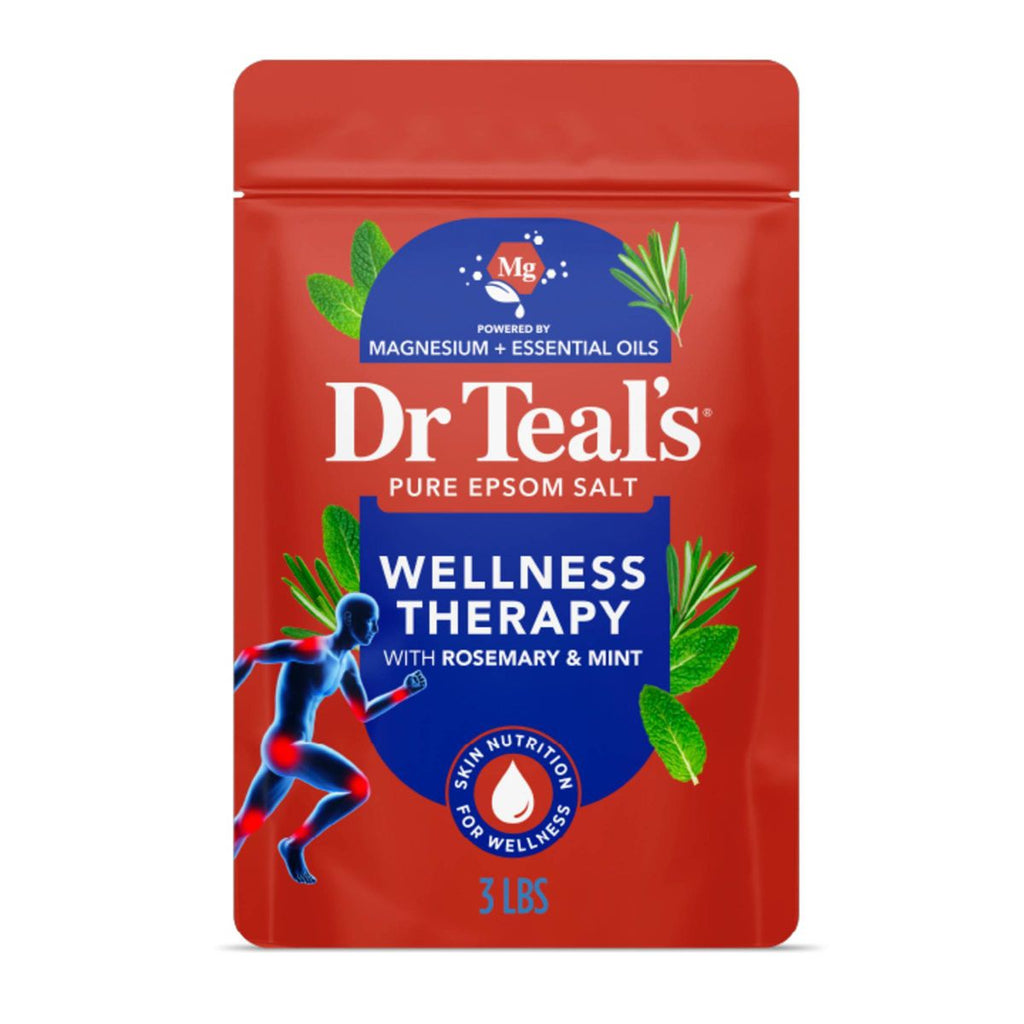 Dr Teal's Epsom Salt Magnesium Soak - Wellness Therapy with Rosemary & Mint - 3 lbs