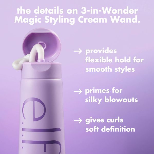 e.l.f. Hair 3-in-Wonder Magic Styling Cream - Flexible Hold + Silky Blowouts + Enhanced Curls - 5 fl oz