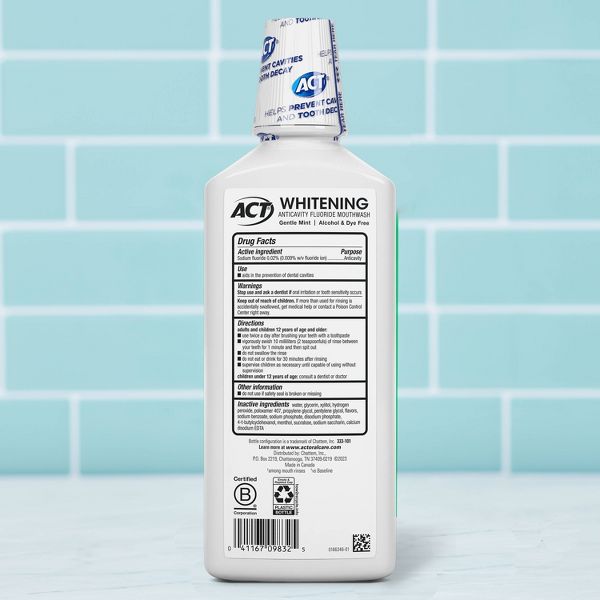 ACT Whitening Gentle Mint Mouthwash - 16.9 fl oz