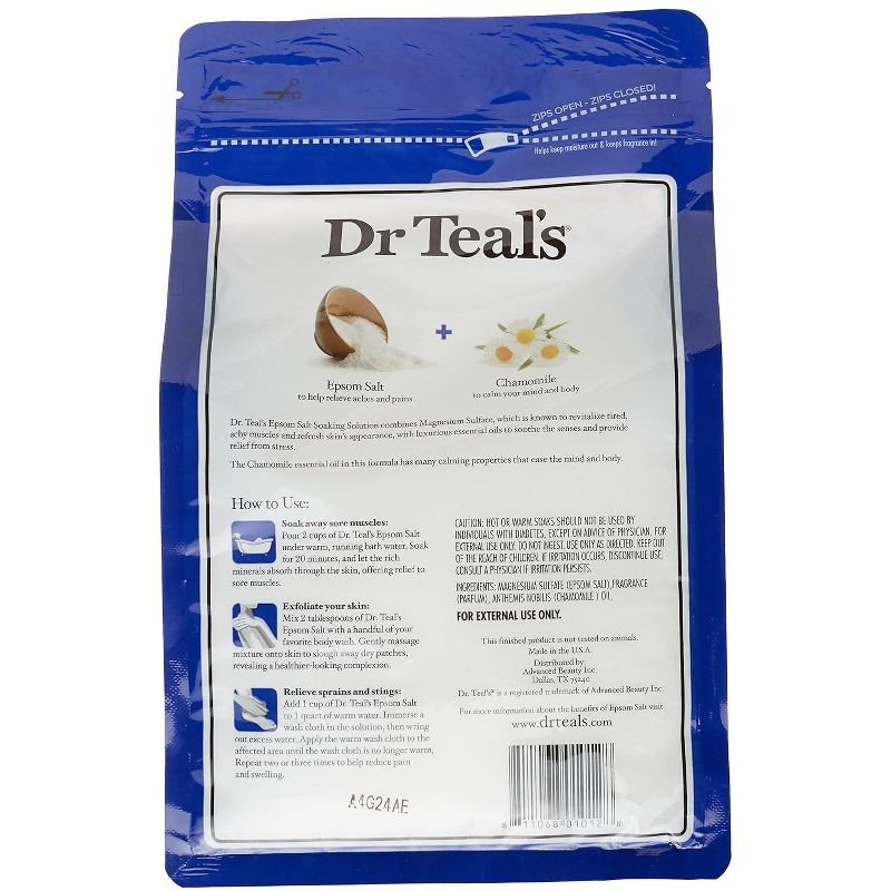 Dr Teals Epsom Salt Soaking Solution Comfort and Calm Chamomile for Relaxation and Bath Use, 34 oz