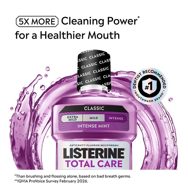 Listerine Total Care Anticavity Fluoride Intense Mouthwash - Mint - 1L