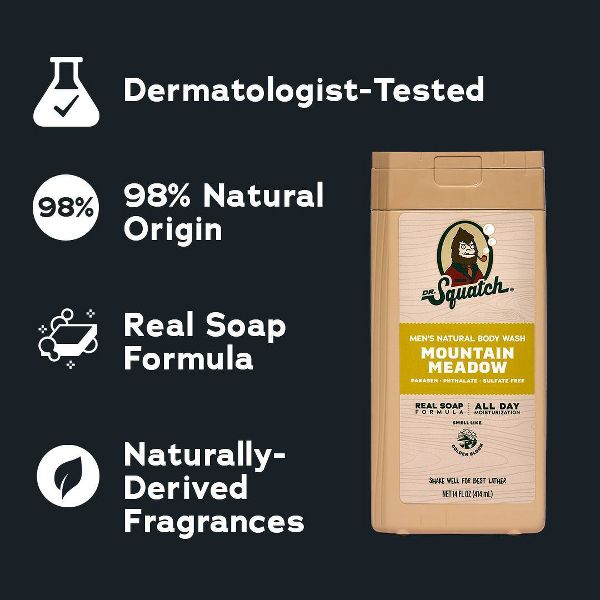DR. SQUATCH Men's Natural Rapids Non-Exfoliating Body Wash - Mountain Meadow - 14 fl oz