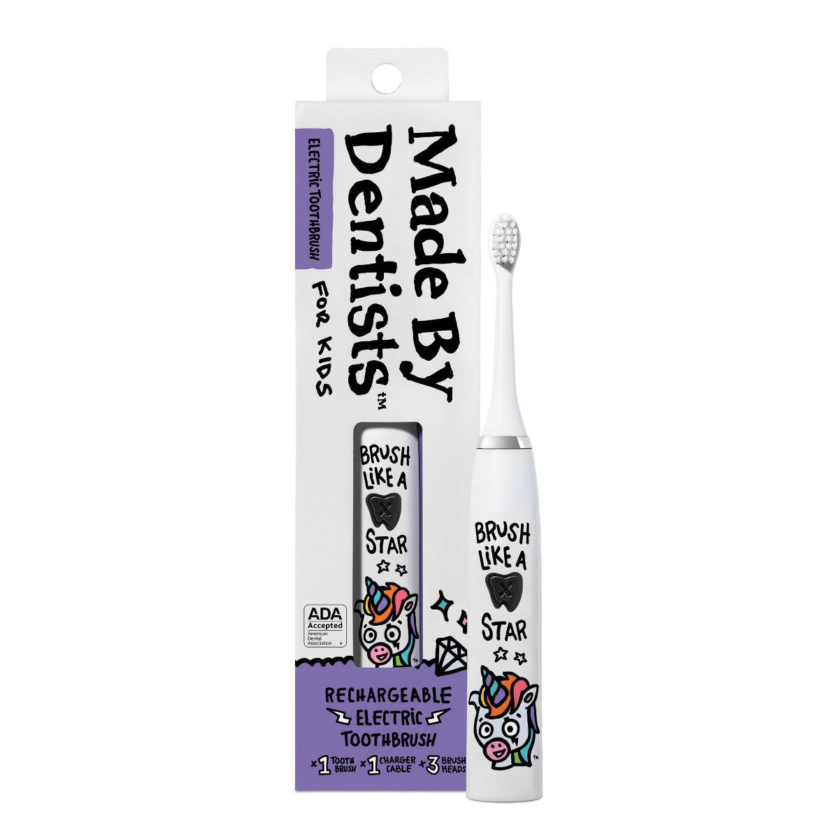 Made by Dentists Kids' Rechargeable Electric Toothbrush with 3 Toothbrush Heads - Unicorn