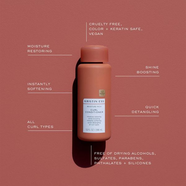 Kristin Ess Moisture Rich Curl Conditioner for All Curls 2A-4C, Sulfate, Paraben + Silicone Free - 10 fl oz
