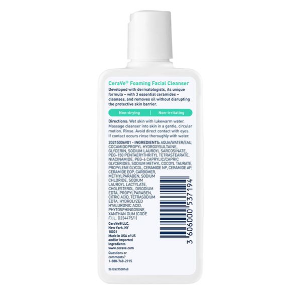 CeraVe Foaming Face Wash with Hyaluronic Acid and Niacinamide for Oily Skin - 12 fl oz