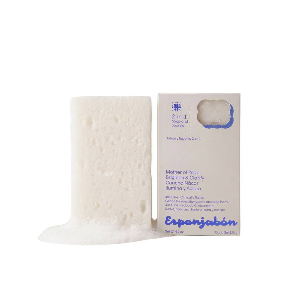 Esponjabon Mother of Pearl Soap Sponge - Brightening Effect 2-in-1 Soap Sponge - 4.2oz