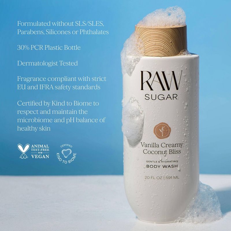 Raw Sugar Gentle and Hydrating Body Wash - Vanilla Creamy Coconut Bliss - 20 fl oz